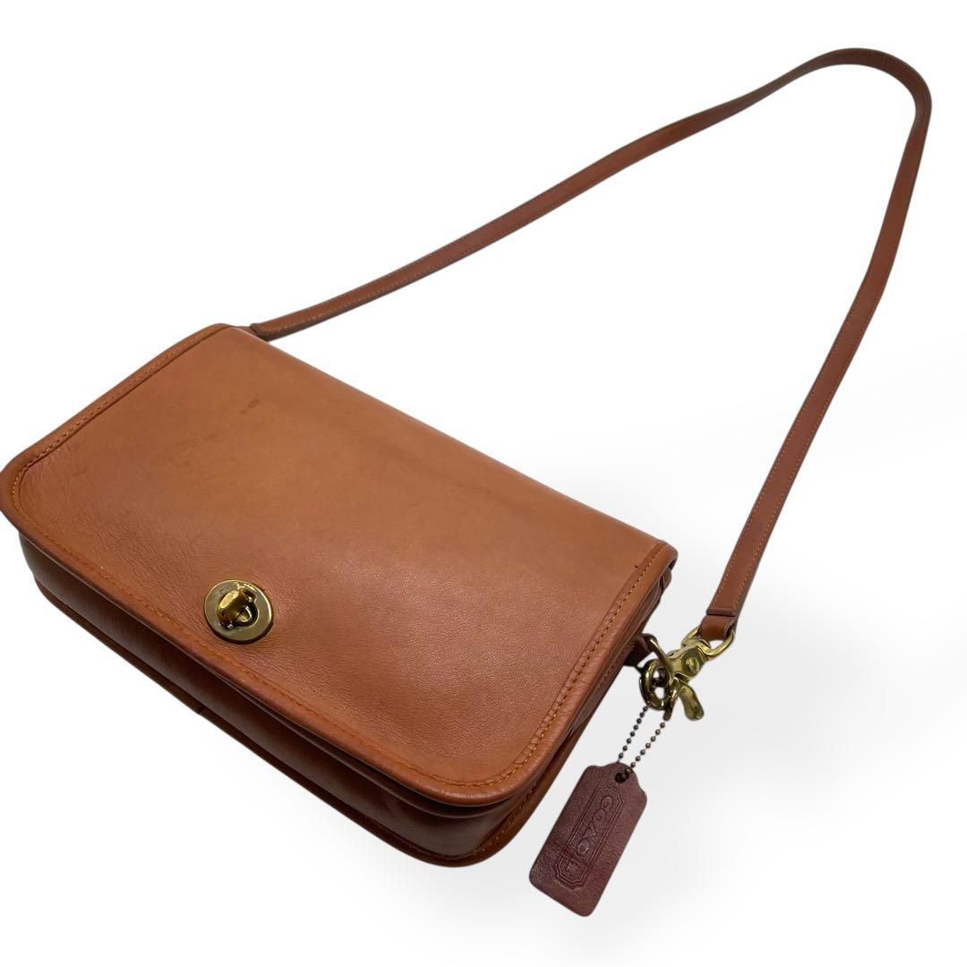 極美品　COACH オールドコーチ　ハンドバッグ　USA製　レザー　キャメル オールドコーチ ☆ USA製 レザー2WAY ハンドバッグ 自立OK キャメル