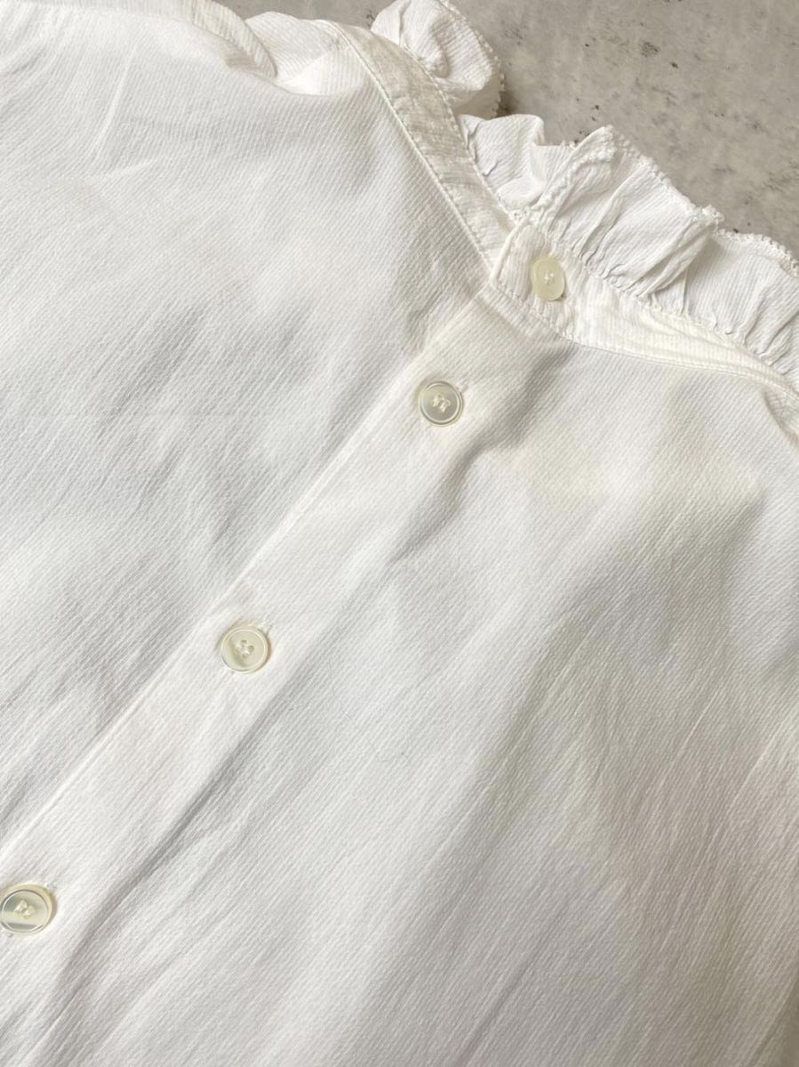 BEARDSLEY ビアズリー フリル衿 ブラウス シャツ sizeF/白