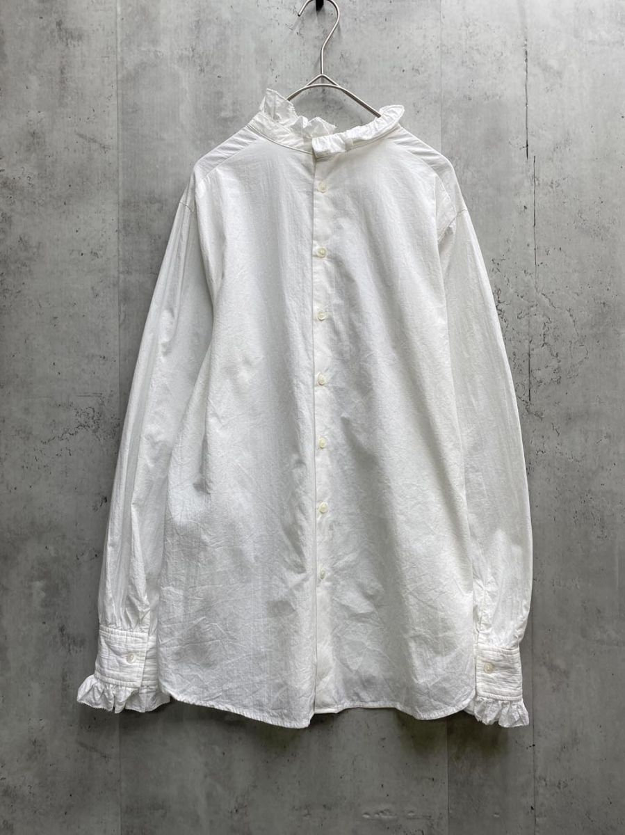 BEARDSLEY ビアズリー フリル衿 ブラウス シャツ sizeF/白