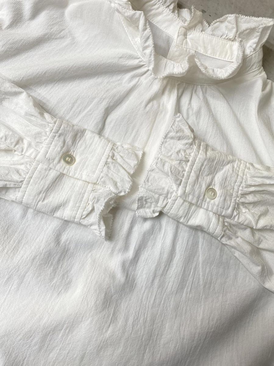 BEARDSLEY ビアズリー フリル衿 ブラウス シャツ sizeF/白