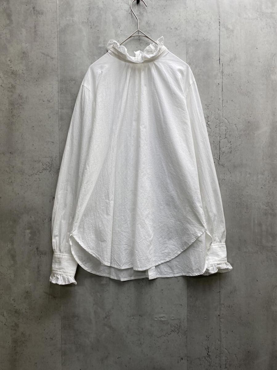 BEARDSLEY ビアズリー フリル衿 ブラウス シャツ sizeF/白