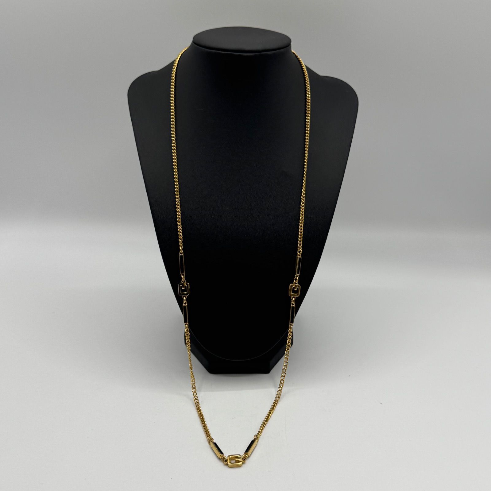 極美品 Givenchy G logo long gold necklace, vintage ジバンシー G 
