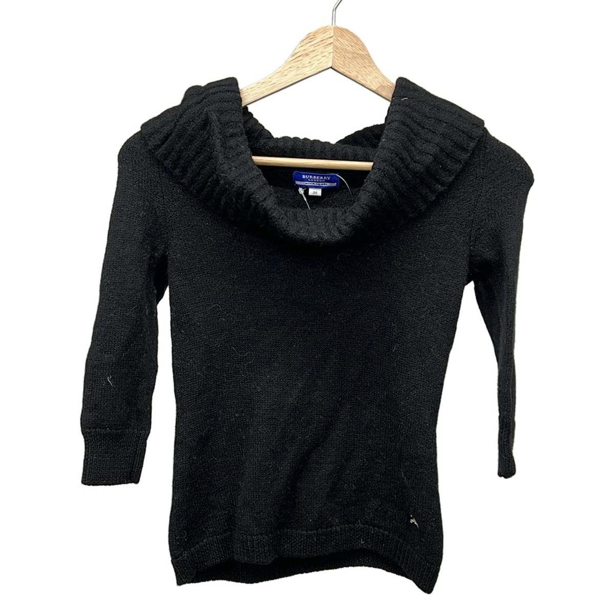 BURBERRY　BLUELABELブラックニット 38 BURBERRY BLUE LABEL ケーブル編み ニット 38 黒 - メルカリ