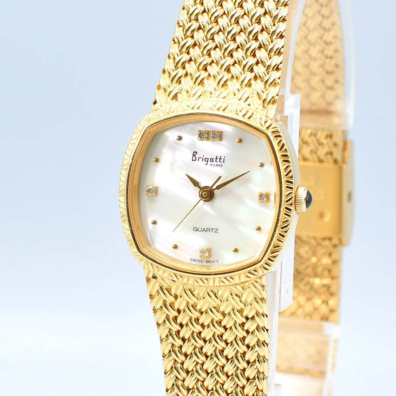 Brigatti ブリガッティ Quartz クォーツ Watch 腕時計 Ladies レディース 華奢 Gold ゴールド メッシュベルトクリーニング済み