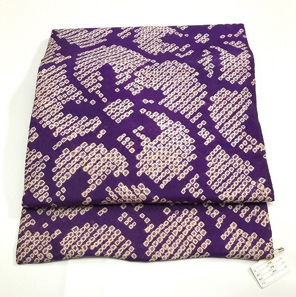 中古】名古屋帯 正絹 藤紫地に花模様 アンティーク - メルカリ