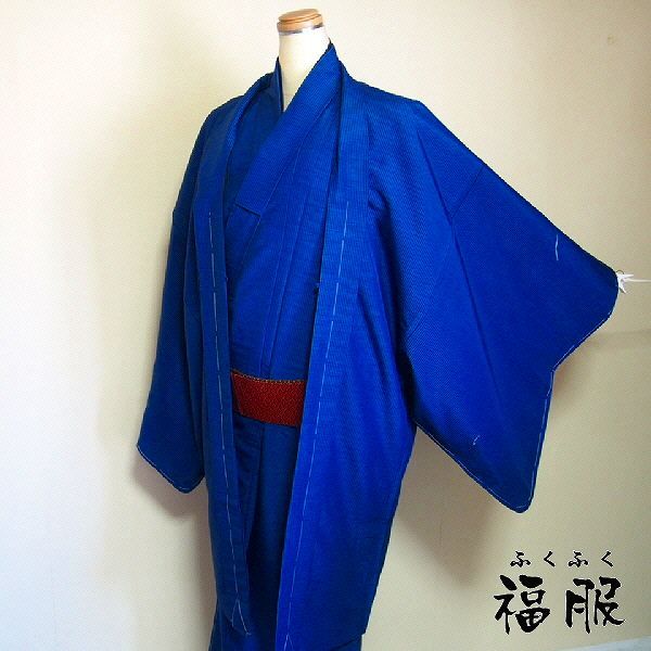 新品 羽織 男物 化繊 濃紺地に縞模様の長羽織 Ｌサイズ 和装 メンズ 男性用 裄74.6cm 洗える着物 おすすめ 裄長 メンズ羽織 メンズはおり 男物羽織 ハオリ 茶道 落語 送料無料