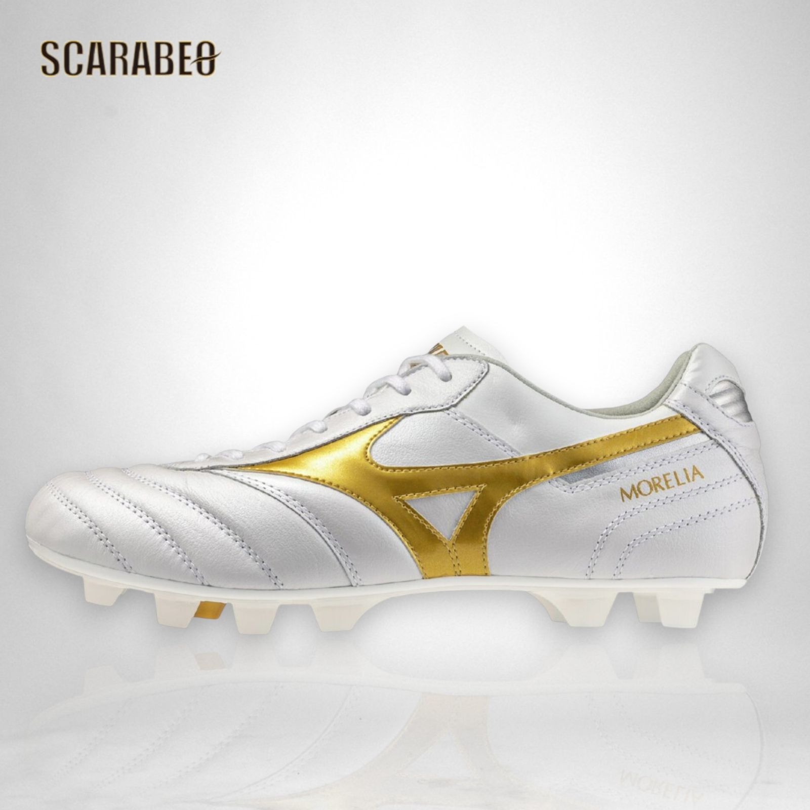 ミズノ MIZUNO モレリアII JAPAN サッカースパイク 限定カラー ユニセックス ブライトゴールドパック 天然皮革 ウォッシャブルカンガルーレザー 固定式 日本製 ホワイトゴールド p1ga260150 23.0
