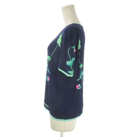 レオナール LEONARD FASHION セットアップ L 紺 ネイビー 花柄 半袖