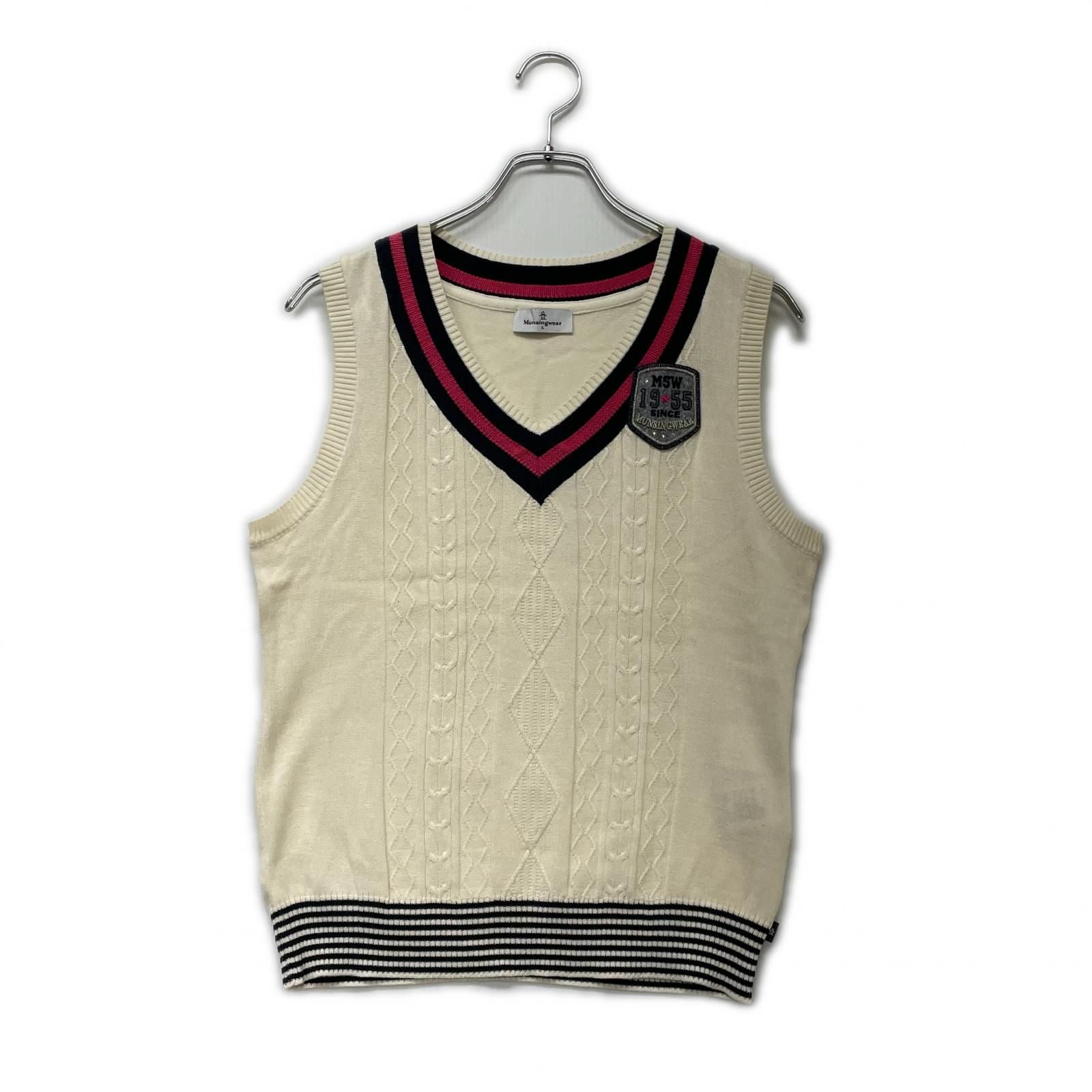 中古 レディース マンシングウェア Munsing wear ベスト L 白 ホワイト