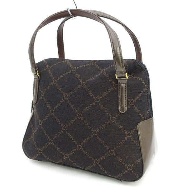 MOSCHINO / モスキーノ ◇ハンドバッグ/ロゴ/キャンバス/ダーク