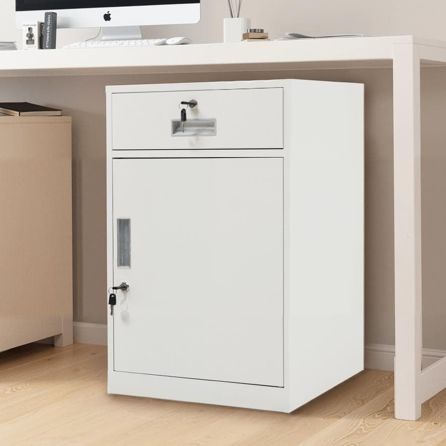 訳あり新品デスクワゴン 完成品 鍵付き収納キャビネット オフィス1668