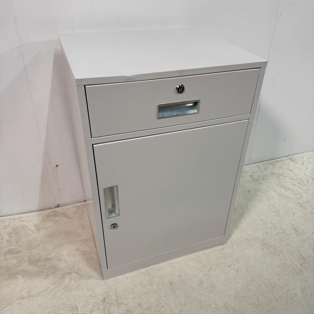 訳あり新品デスクワゴン 完成品 鍵付き収納キャビネット オフィス1668