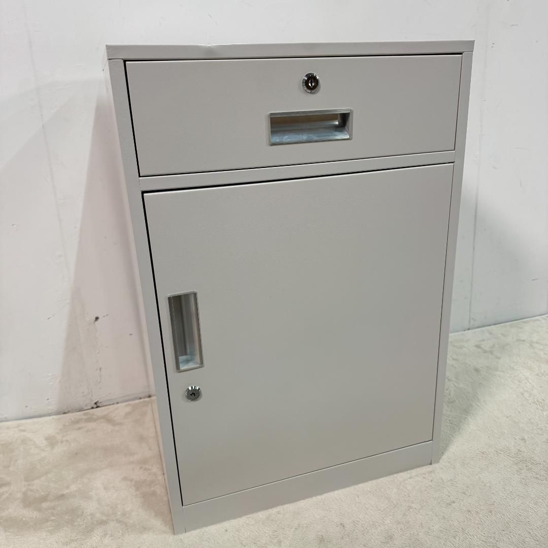 訳あり新品デスクワゴン 完成品 鍵付き収納キャビネット オフィス1668