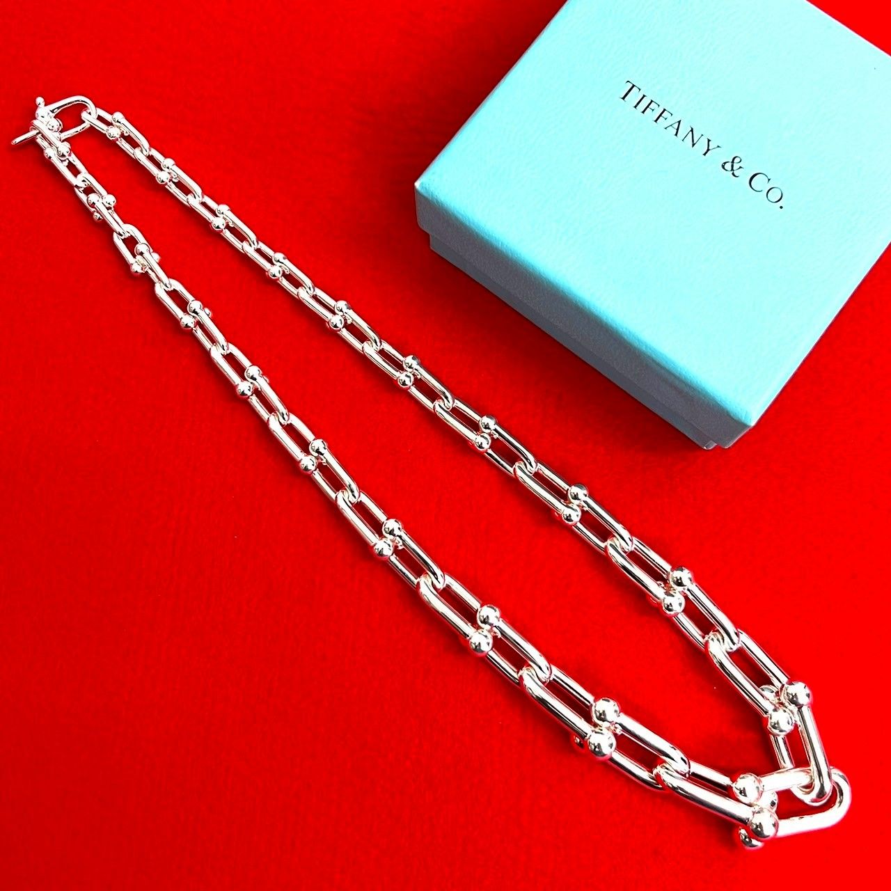 極美品 ティファニー ハードウェア リンク ネックレス シルバー925 極 美品 TIFFANY&Co. ティファニー ハードウェア グラジュエイテッド