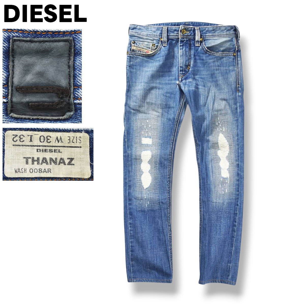 デニム/ジーンズ 新品 DIESEL ウォッシュ加工 ストレート ジーンズ W30 