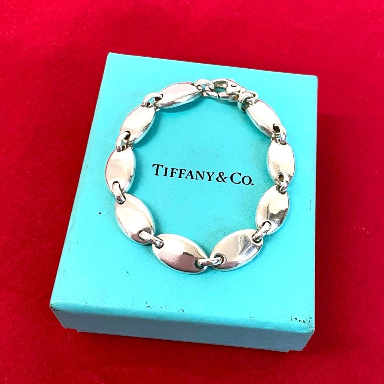 Tiffany & Co. シルバー925バングル 箱・ポーチ付き 極 美品 箱付き TIFFANY&Co. ティファニー ペブル シルバー925