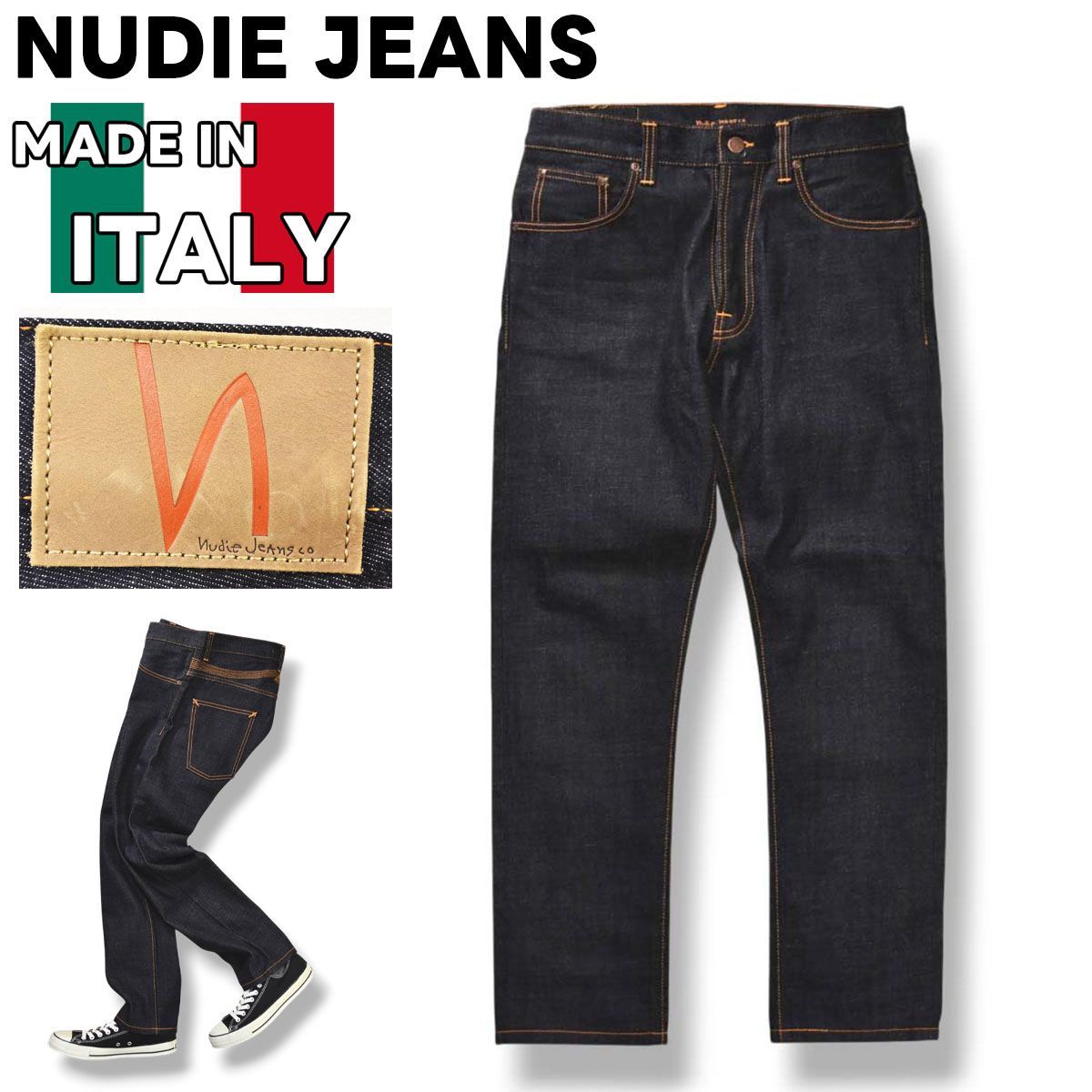 美品】 イタリア製 ヌーディージーンズ NUDIE JEANS レギュラー 