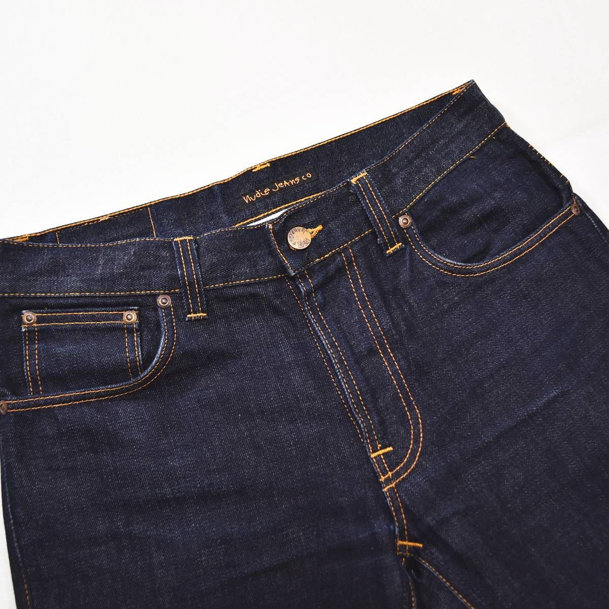 Nudie JeansTHIN FINN DRY YOKE EMBO W30美品　濃紺ヌーディージーンズ 美品】 イタリア製 ヌーディージーンズ NUDIE JEANS THIN FINN DRY