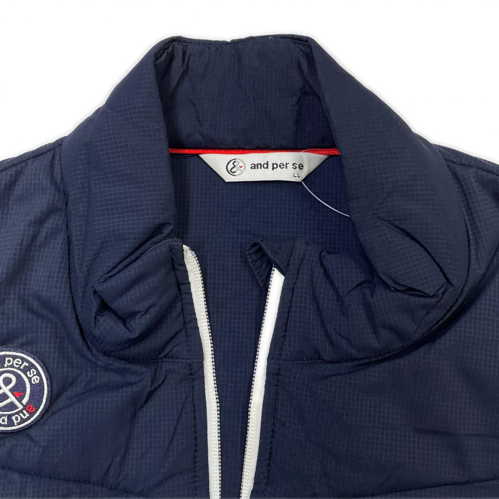 中古 メンズ アンパスィ and per se ベスト LL 紺 ネイビー 中綿 軽量