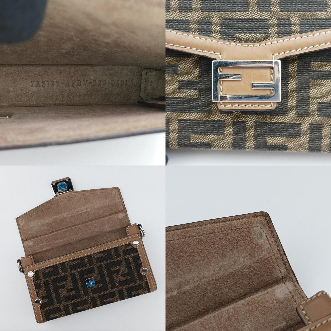 フェンディFendiズッカ ソフトトランク スマホポーチ ブラウン