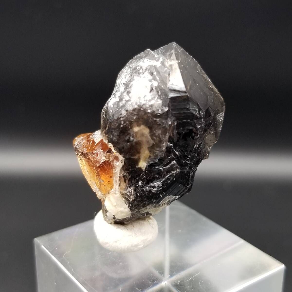 トパーズ ハニー カラー 結晶 スモーキークォーツ 共生 自形 標本 鉱物