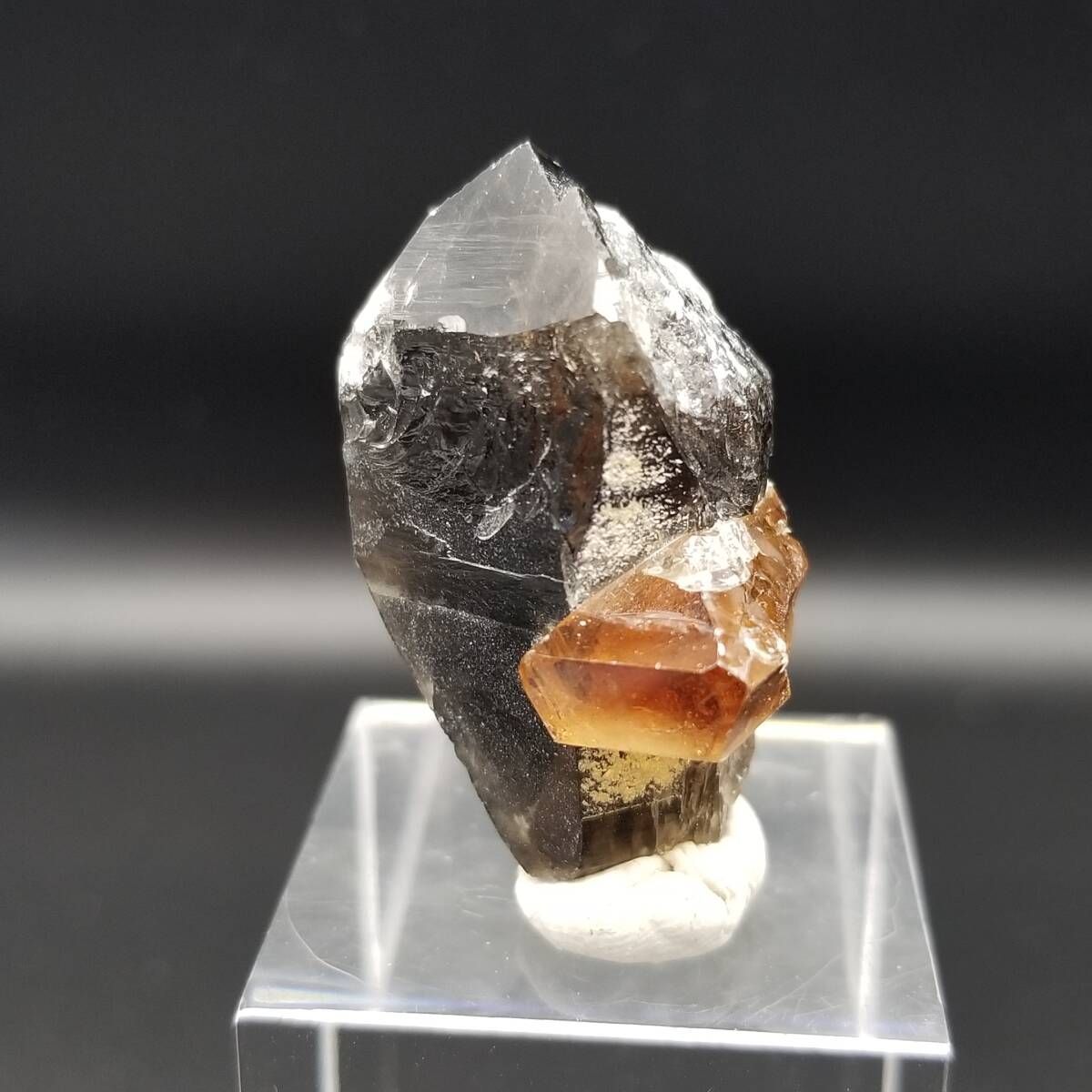 トパーズ ハニー カラー 結晶 スモーキークォーツ 共生 自形 標本 鉱物