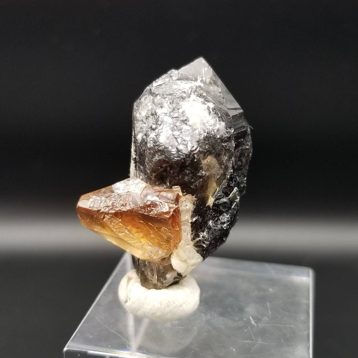 トパーズ ハニー カラー 結晶 スモーキークォーツ 共生 自形 標本 鉱物