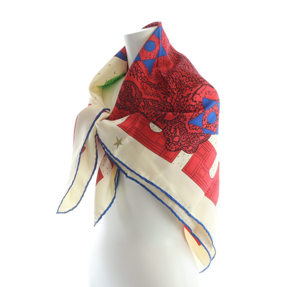 セリーヌ CELINE 大判スカーフ ストール 絹 シルク ロゴ 総柄 マルチ