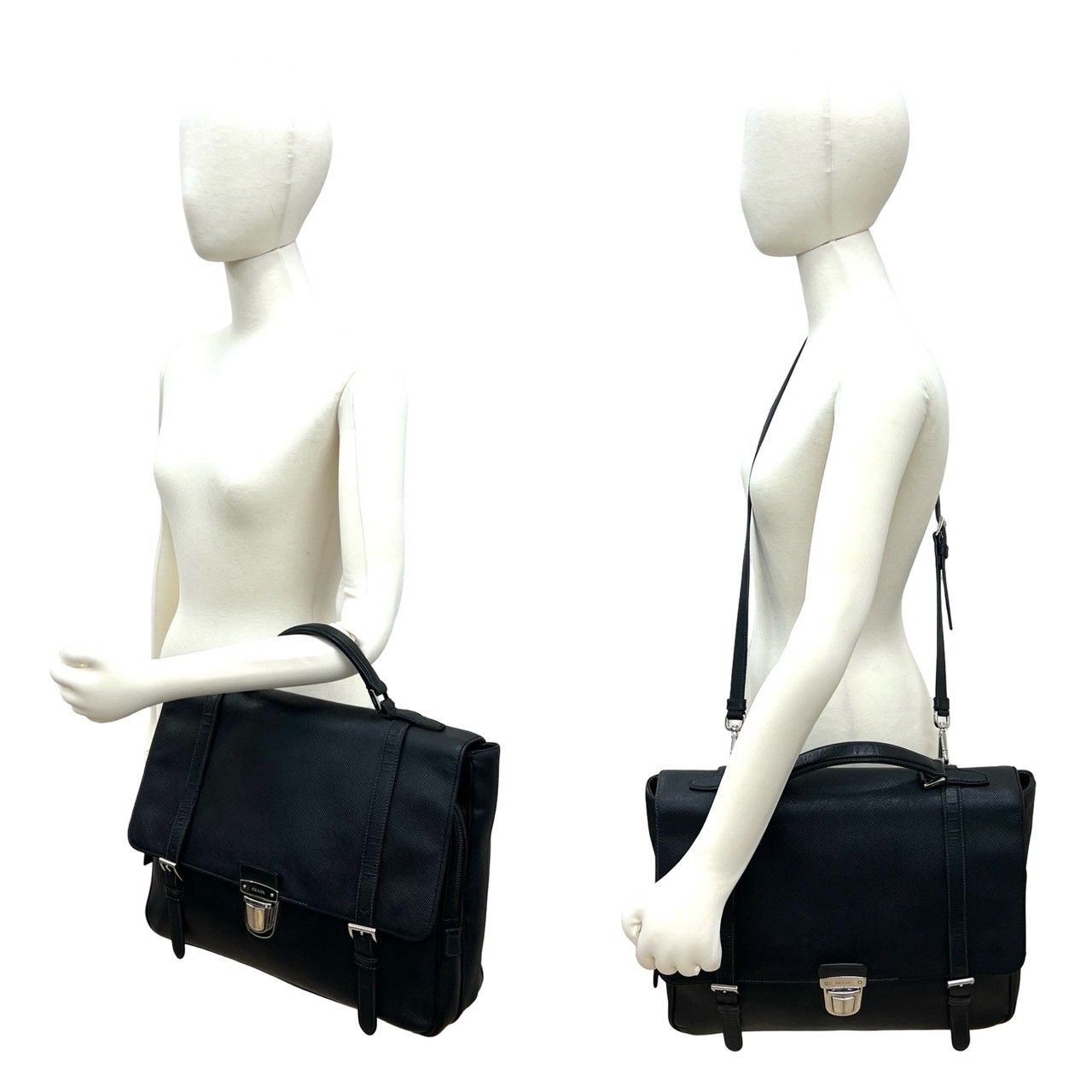 極 美品 希少品 PRADA プラダ ロゴ 金具 サフィアーノ レザー 本革