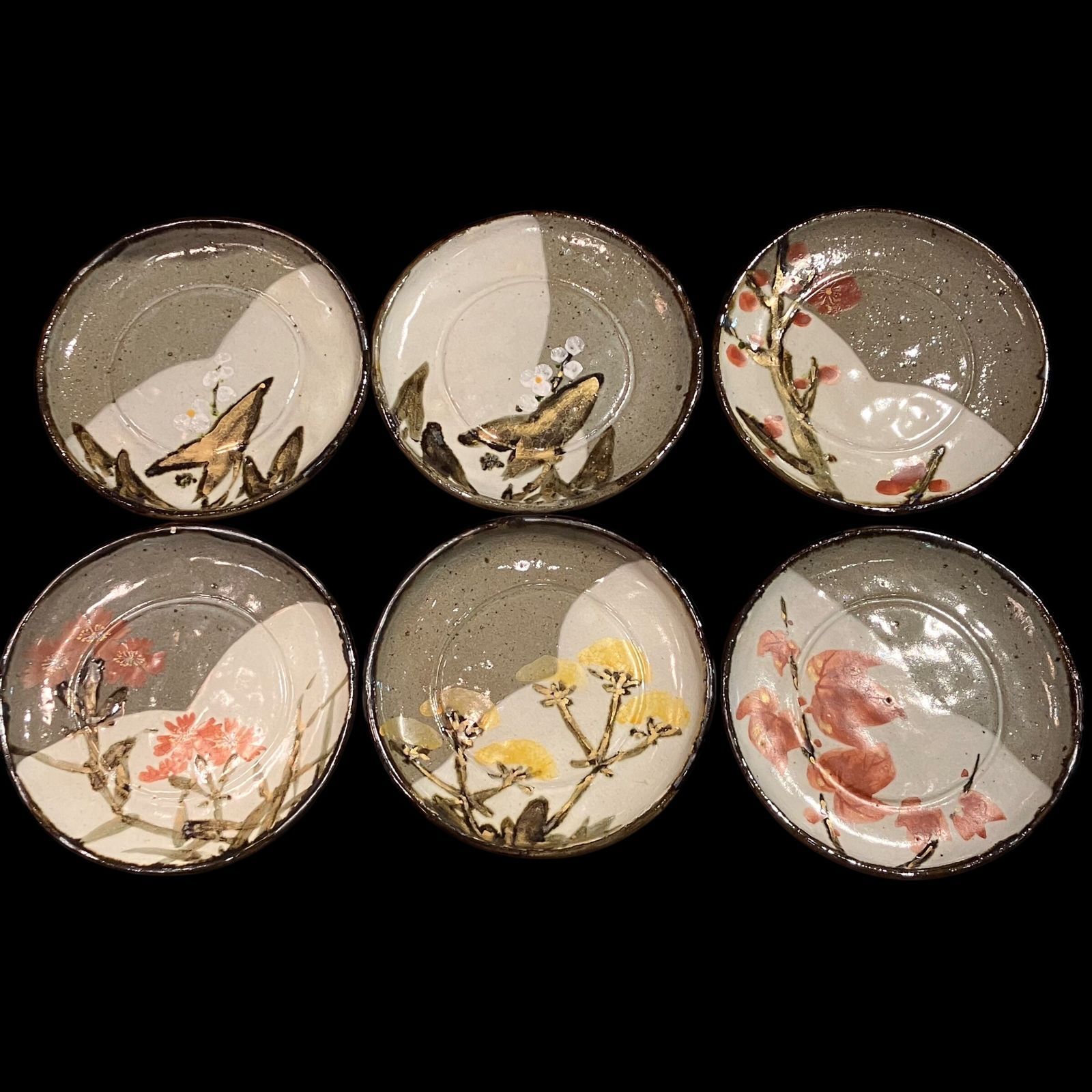 色絵 草花文 皿 6枚セット 共箱付き｜和食器・懐石・茶道具 - メルカリ