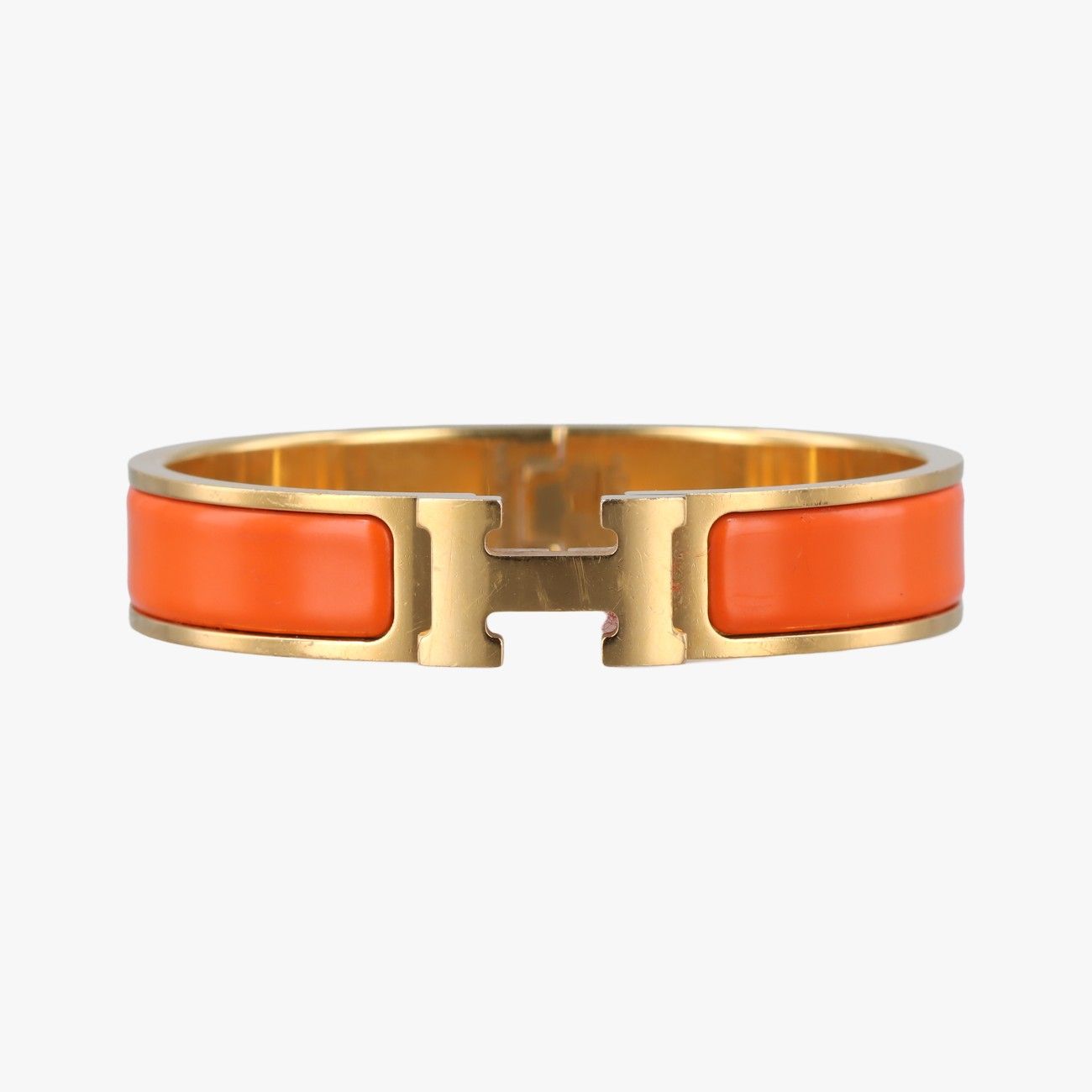 HERMES ゴールド オレンジ バングル HERMES - HERMES(エルメス) バングル美品 クリックH ゴールド×オレンジ