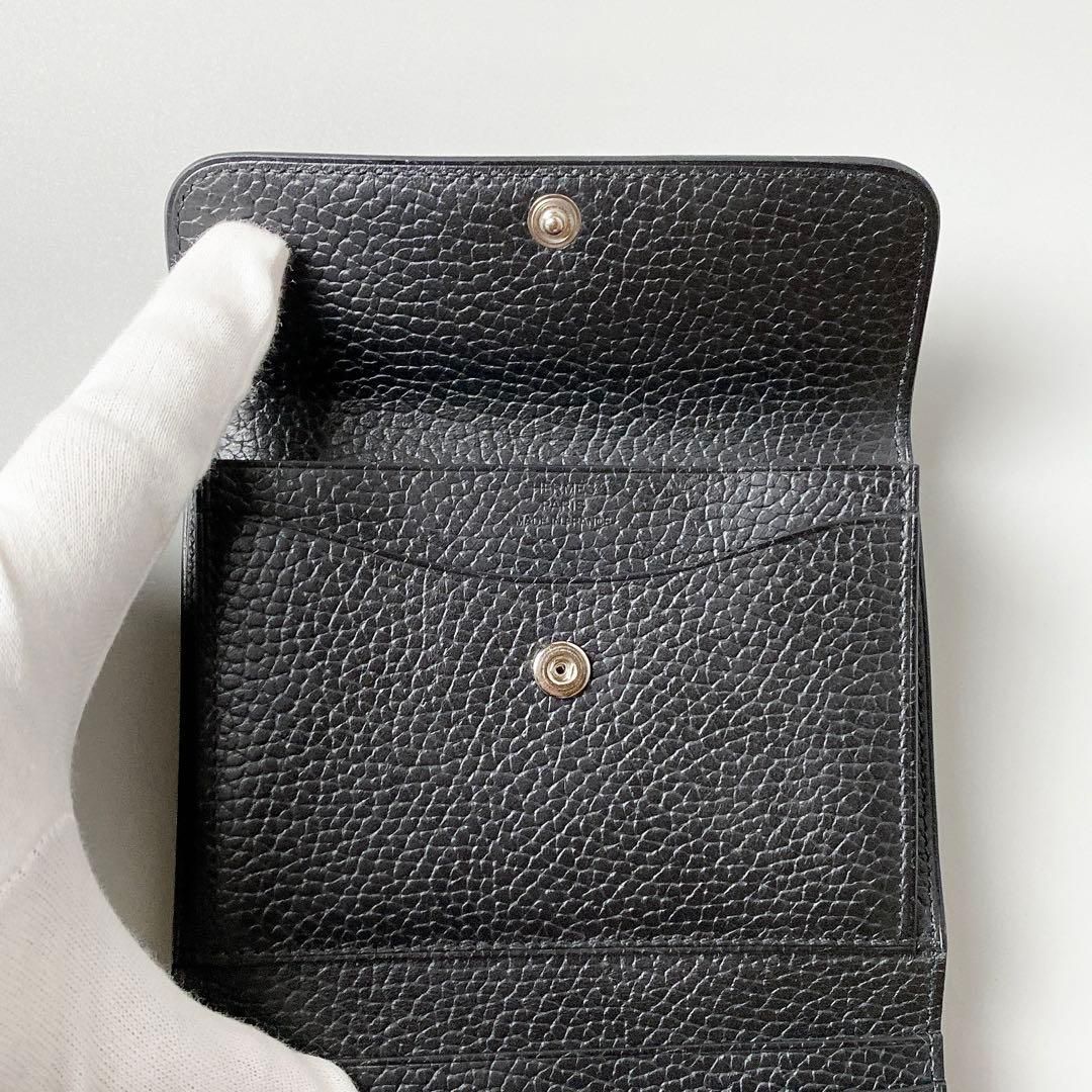 HERMES / イリアードコンパクト W刻印 二つ折り財布 ブラック - メルカリ