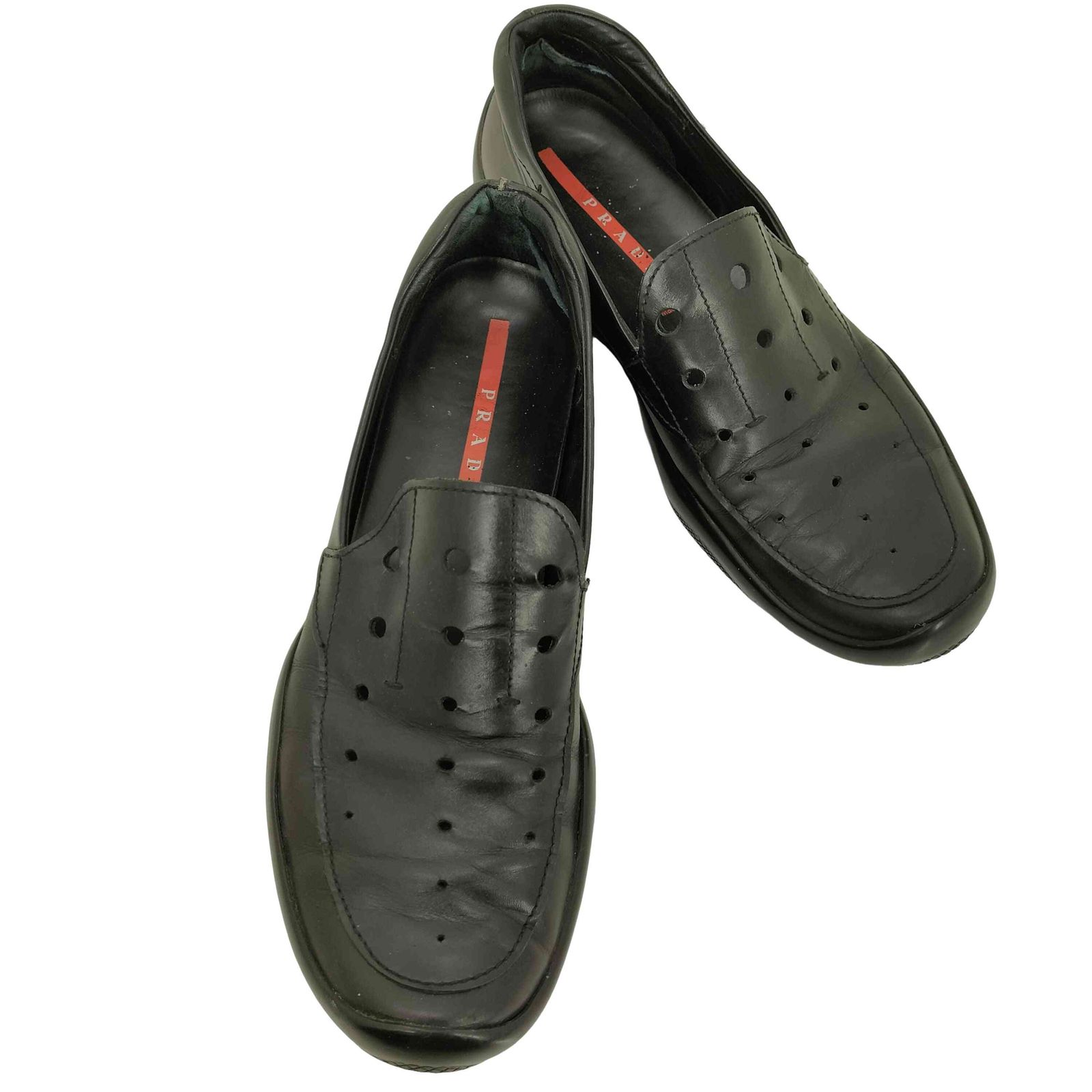プラダ PRADA 90-00S SPORT イタリア製 パンチング レザー スリッポン
