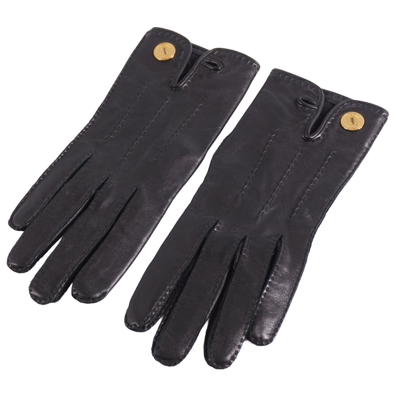 極美品 エルメス HERMES 手袋 グローブ セリエボタン ラムレザー