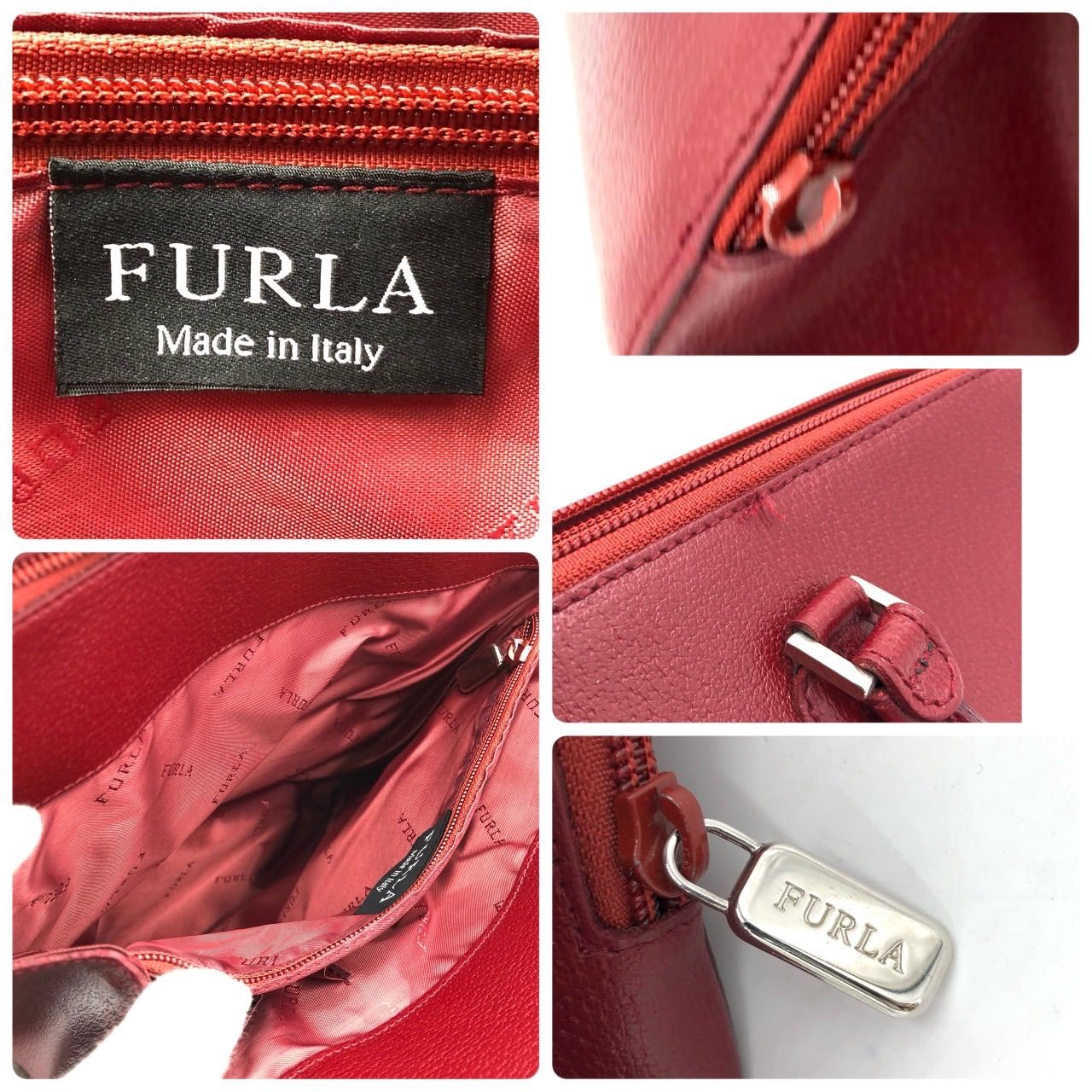 フルラ トートバッグ レザー 赤 ワインレッド 肩掛け ビジネスバッグ 