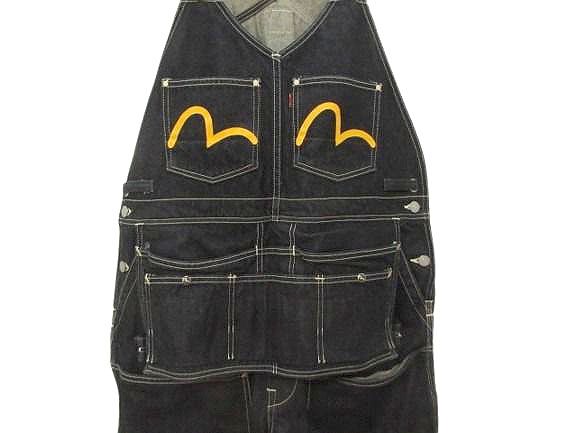 エヴィス EVISU エプロン付き デニム ダブルニー オーバーオール 34