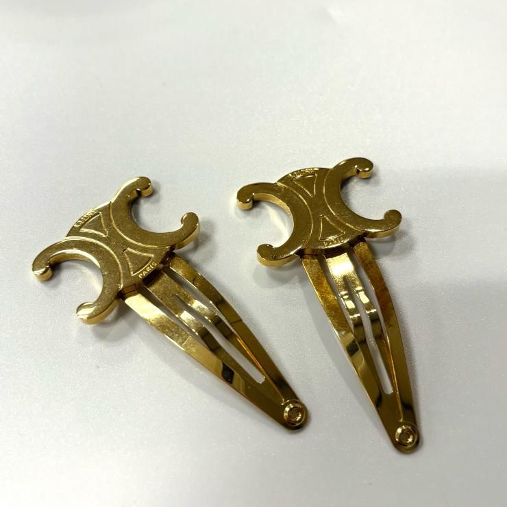 セリーヌ CELINE トリオンフ スナップ ヘアクリップ 2点セット