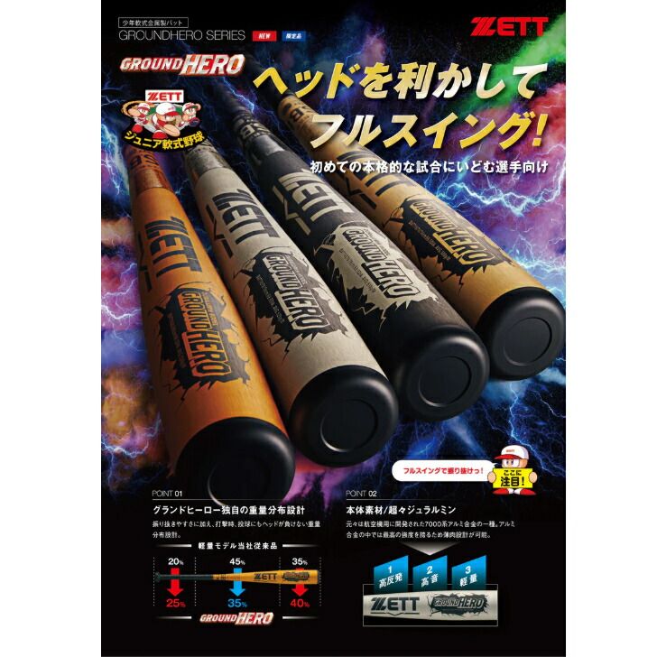ゼット ZETT 少年野球 バット グランドヒーロー 小学生 軟式 金属製