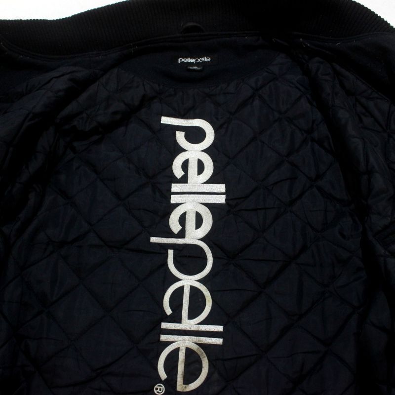 00s pellepelle ウール アームレザー 裏地キルティング ブラック