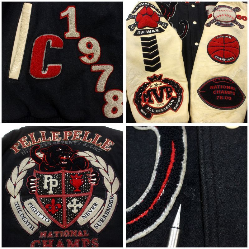 00s pellepelle ウール アームレザー 裏地キルティング ブラック