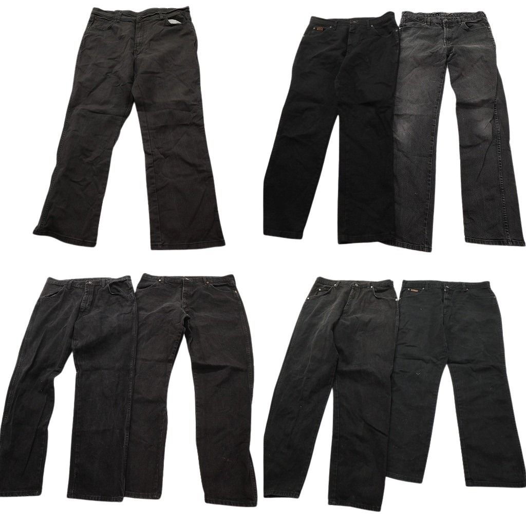 古着卸 まとめ売り Wrangler ラングラー ブラックデニム パンツ 6枚セット (メンズ 36 /38 ) フェード アメカジ グレー  古着 ND5008