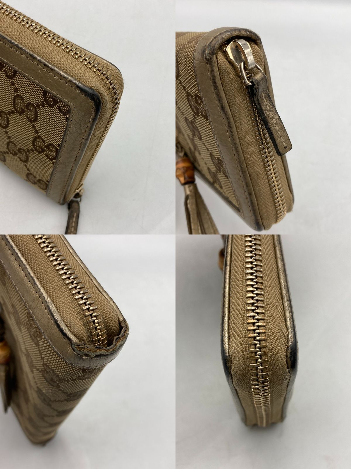 【美品】GUCCI GGキャンバス バンブー タッセル ラウンドジップ 長財布 GUCCI ラウンドファスナー長財布 バンブータッセル GGキャンバス レザー