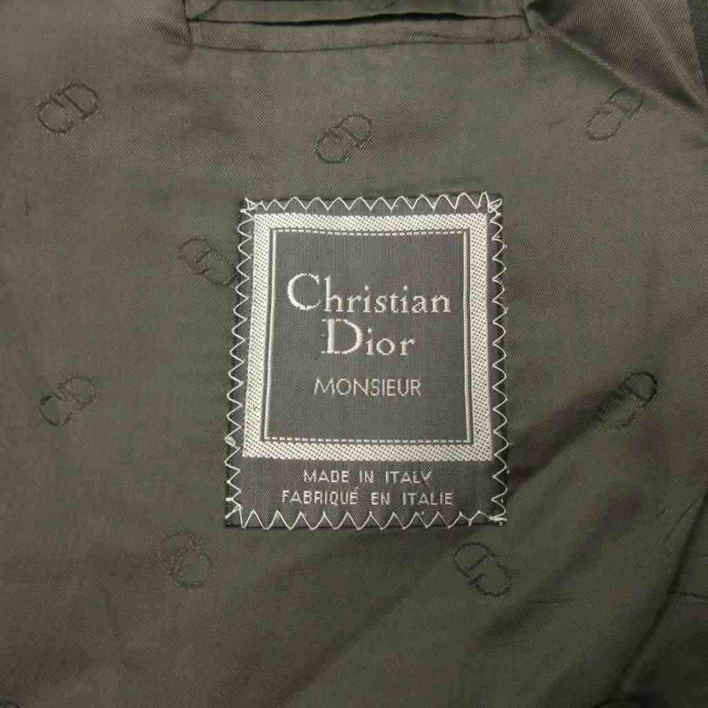 【美品】クリスチャンディオール ノーカラージャケット ウール 1B グリーン系 クリスチャンディオール Christian Dior ヴィンテージテーラード