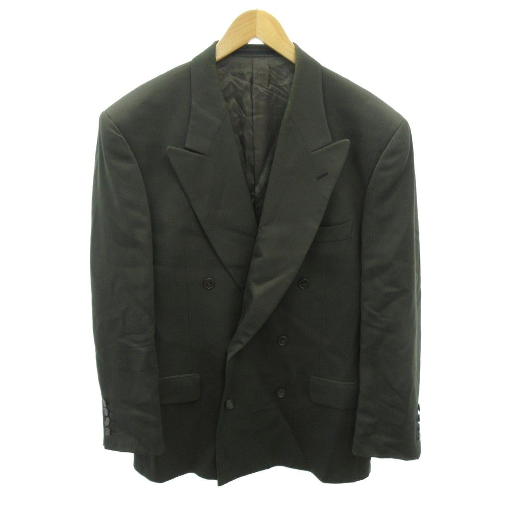 【美品】クリスチャンディオール ノーカラージャケット ウール 1B グリーン系 美品】クリスチャンディオール ノーカラージャケット ウール 1B