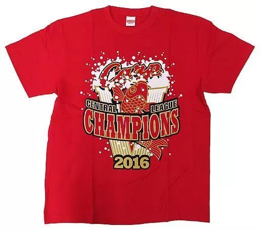 カープ応援TシャツM2016年　セリーグチャンピオン 中古】Tシャツ 広島東洋カープ ビールかけTシャツ レッド Mサイズ 2016