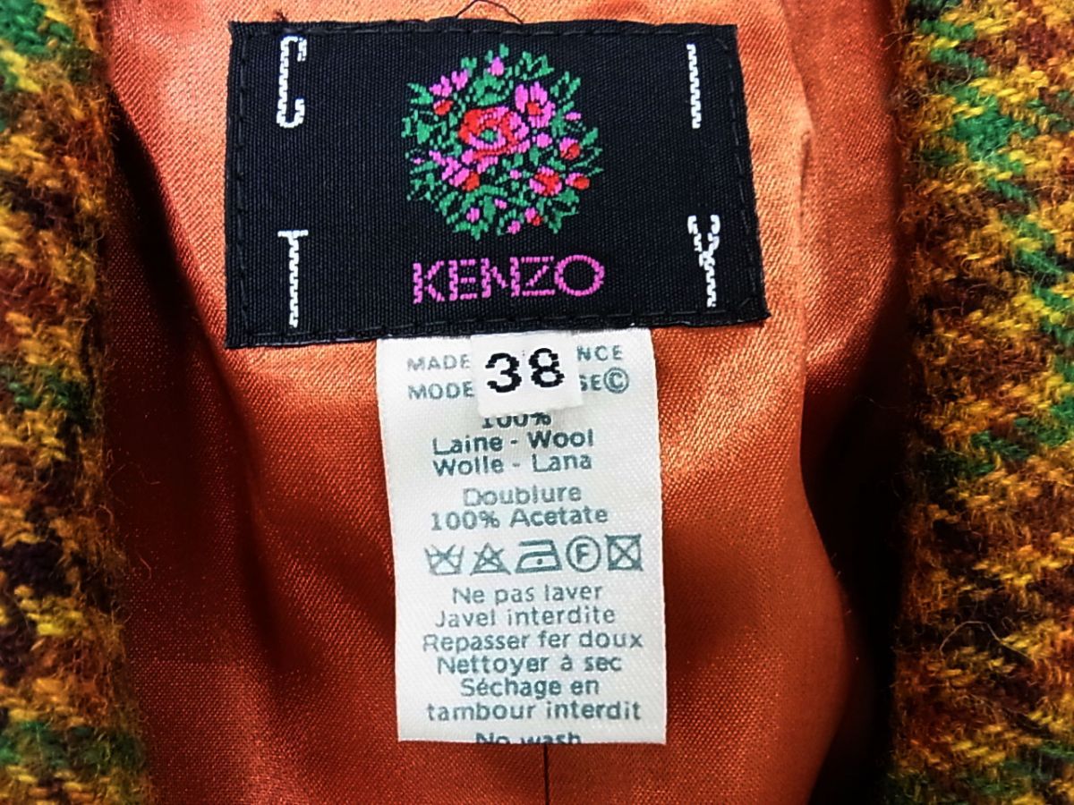美品 90s☆KENZO ケンゾー ツイード ウールジャケット ダブルブレスト