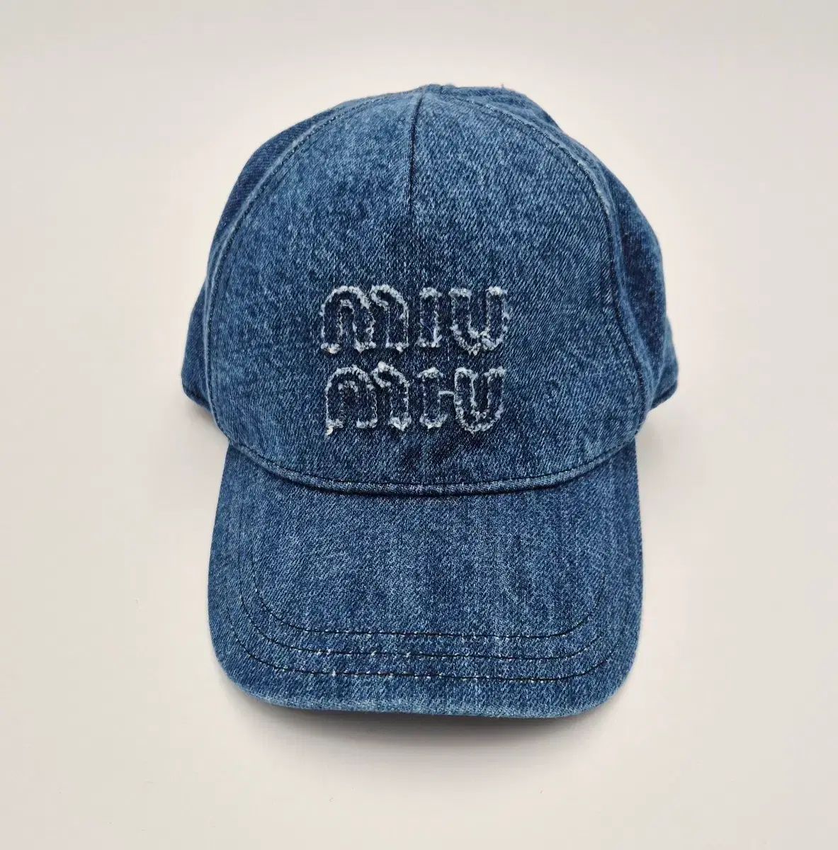 中古ブランドセレクト MIU MIU ミュウミュウ 刺繍 ロゴ デニム ベース