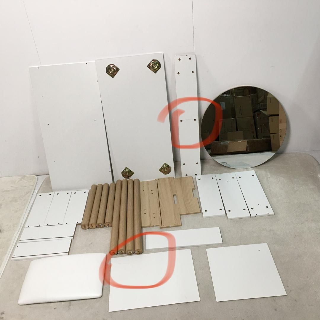 ホワイト ナチュラル木脚ドレッサー 化粧台 化妝桌 鏡台1684-160