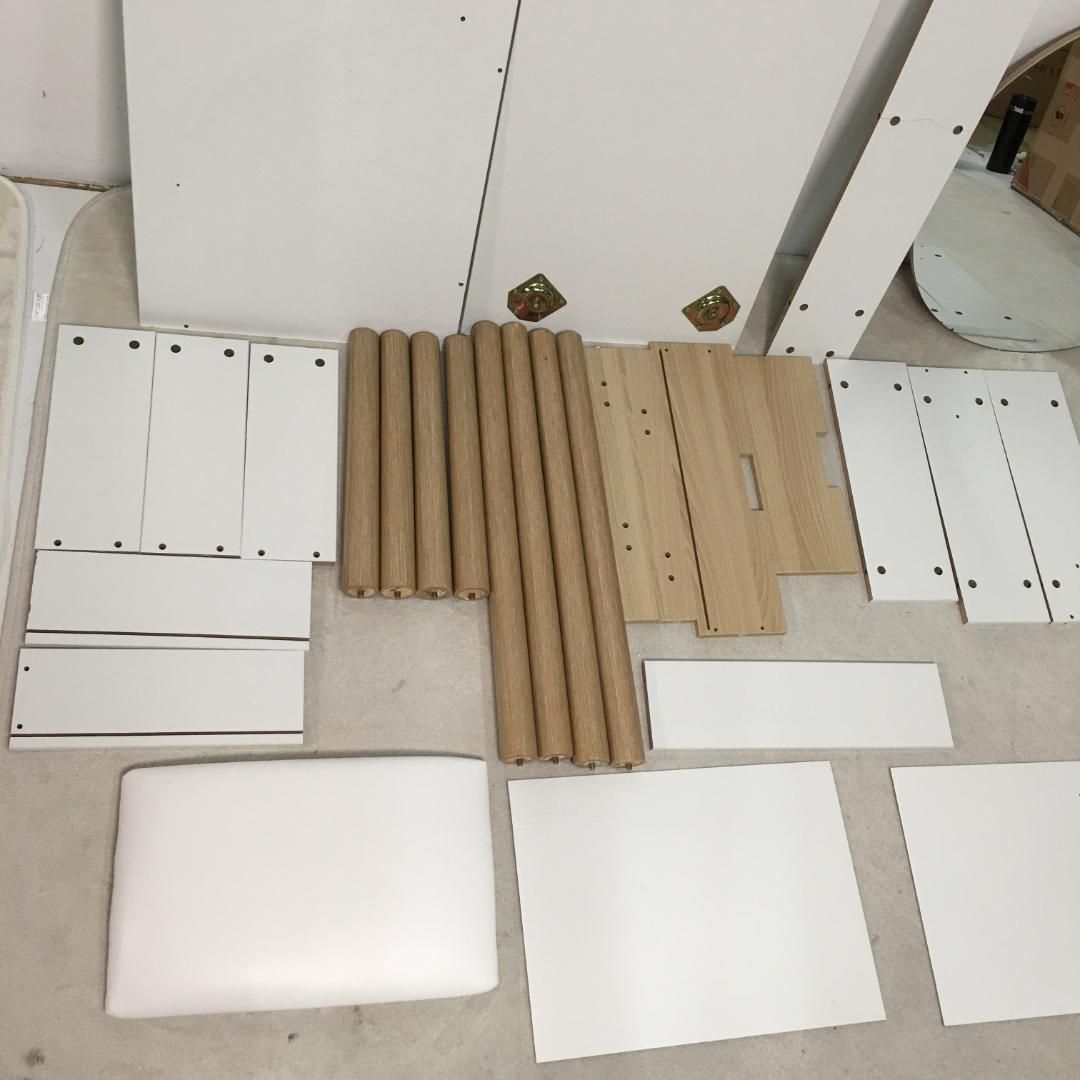 ホワイト ナチュラル木脚ドレッサー 化粧台 化妝桌 鏡台1684-160