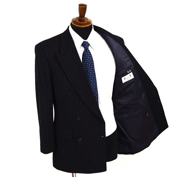 五大陸 gotairiku 6つボタン ダブルスーツ M A5 ブラック ストライプ
